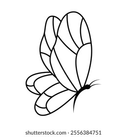 Butterfly Outline Vector Illustration. The image features two large upper wings and two smaller lower wings, each adorned with smooth, curved sections resembling natural patterns.