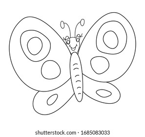 Ilustración vectorial de contorno de mariposa aislada en fondo blanco. Coloriendo la página del libro para niños.