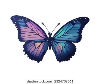 Schmetterling in Aquarellfarbe gestrichen. Handgezeichnetes Sommergrafik-Insekt für Design.