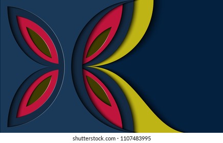 Butterfly of paper. Background in the style of paper-cut .