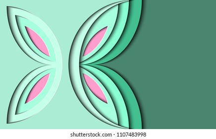 Butterfly of paper. Background in the style of paper-cut .