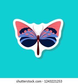 butterfly paper sticker on stylish background