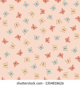 BUTTERFLY PAPER Summer Seamless Pattern Vector Illustration