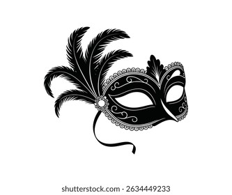  Butterfly Party Mask vactor black on white background.
