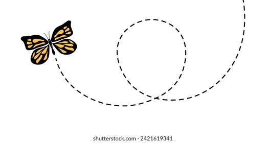 Butterfly path icon. Flat style. Vector icon