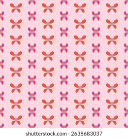 Butterfly pattern for birthday parties for girls. Summer pattern using pink and orange color scheme. Unique butterfly illustrations. Seamless wallpaper design for packaging and doodles. Vector EPS 10.