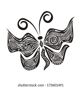 Butterfly pattern black vector illustration