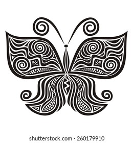 Butterfly pattern black vector illustration