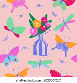Patrón de mariposa en colores de neón brillantes