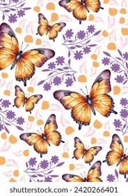 Butterfly pattern design, Print and poster design, Colorful Butterfly 