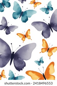 Butterfly pattern, Fly Print, Colorful butterfly card, 