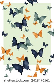 Patrón de mariposa, Impresión de mosca, tarjeta de mariposa colorida, 
