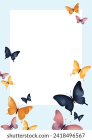 Butterfly pattern, Fly Print, Colorful butterfly card, 