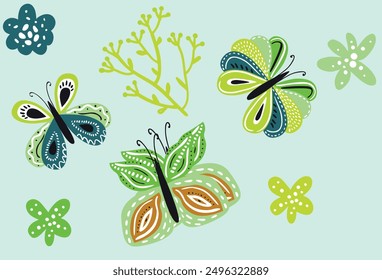 Butterfly pattern green colour for foil design