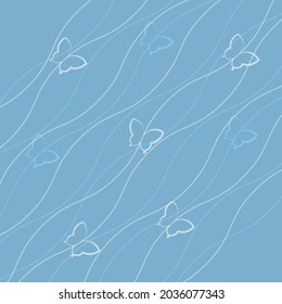 Butterfly pattern lines blue background