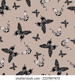 Patrón de mariposa en colores desnudos. Listo para colorear y repetir. Perfecto para imprimir textiles. Todo sobre diseño y vector