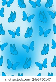 Butterfly pattern on a blue background.