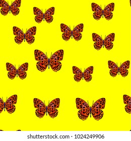 Butterfly pattern on yellow background