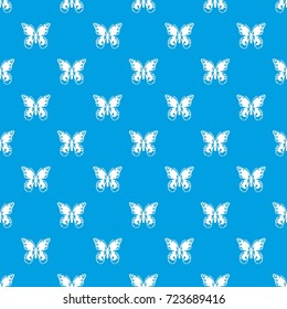 Butterfly pattern repeat seamless in blue color for any design. Vector geometric illustration