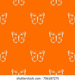 Butterfly pattern repeat seamless in orange color for any design. Vector geometric illustration