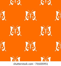 Butterfly pattern repeat seamless in orange color for any design. Vector geometric illustration