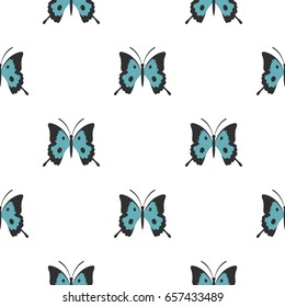 Butterfly pattern seamless background in flat style repeat vector illustration