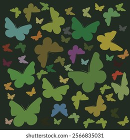 Butterfly pattern. Seamless background with purple and neon butterflies. Vector illustration