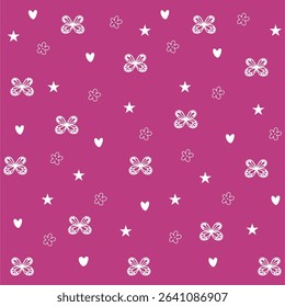 Butterfly pattern seamless flower floral botanical simple minimalist background.