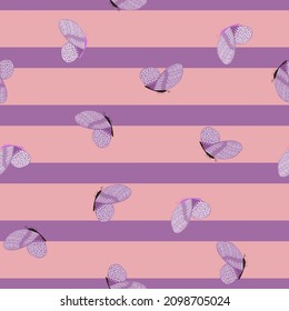 Butterfly pattern seamless in freehand style. Cute insect which fly in a meadow on colorful background. Vector illustration for textile prints, fabric, banners, backdrops and wallpapers.