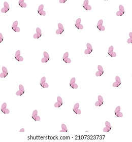 Butterfly pattern seamless in freehand style. Cute insect which fly in a meadow on colorful background. Vector illustration for textile prints, fabric, banners, backdrops and wallpapers.