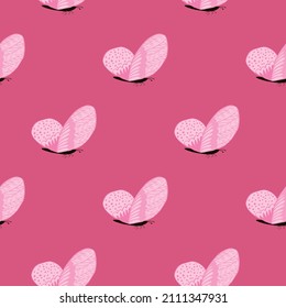 Patrón de mariposa sin fisuras en estilo de mano libre. Un insecto lindo que vuela en un prado sobre un fondo colorido. Ilustración vectorial para impresiones textiles, tela, carteles, fondo y papel pintado.