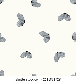 Butterfly pattern seamless in freehand style. Cute insect which fly in a meadow on colorful background. Vector illustration for textile prints, fabric, banners, backdrops and wallpapers.