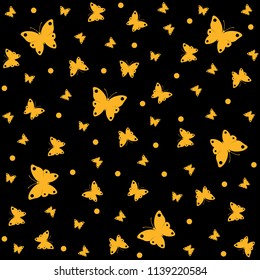 Butterfly pattern seamless, orange butterflies background