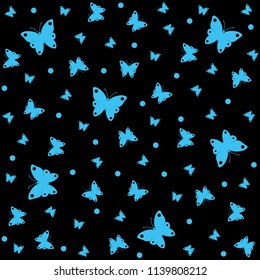 Butterfly pattern seamless, turquoise butterflies background