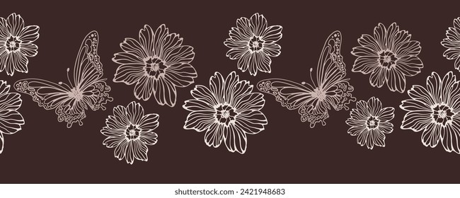 Butterfly pattern. A simple butterfly frame with your own hands. Minimalistic contour illustration. Vector EPS 10. A shadow.