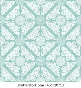 Butterfly pattern. Vector geometric abstract flowers and butterflies background. Seamless hand drawn wallpapers.