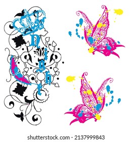 butterfly pattern vector illustration designed on a white background prepared for t-shirts.eps
