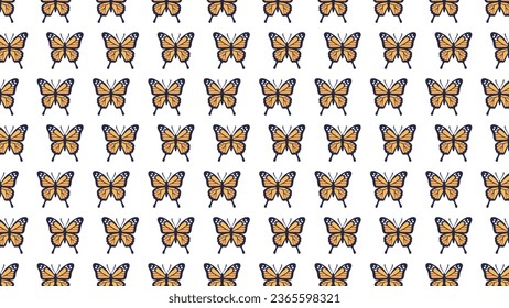 Butterfly pattern vector illustration, flat monarch butterfly pattern background vector art isolated on a white background