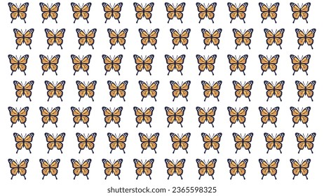 Butterfly pattern vector illustration, flat monarch butterfly pattern background vector art isolated on a white background