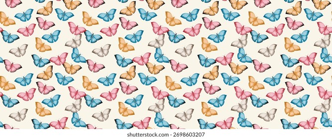Padrão borboleta. Papel de parede, tecido ou design de papel para oferta. Imprimir para roupa de cama, tecido, têxteis, papel de parede, cartões de felicitações, papel de embrulho, presente