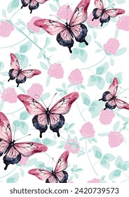 Butterfly pattern, Watercolor butterfly pattern, 