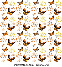 Butterfly pattern. Yellow-orange butterflies on a white background.