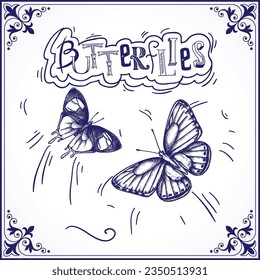 Butterfly Pen Drawing Vector Resource