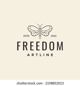 butterfly pencil hipster logo design