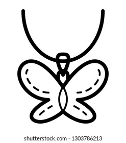 Butterfly Pendant line vector icon 