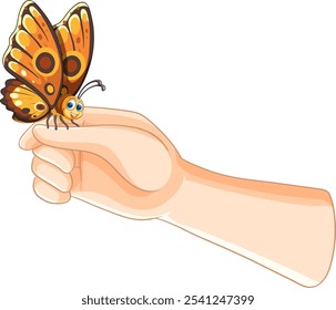 A butterfly perched on a human hand