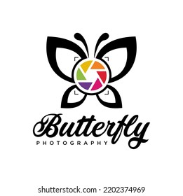 Butterfly Photography Logo Design Vector