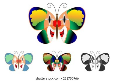 Butterfly with a picture of a clown on the wings