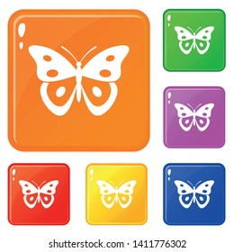 Butterfly pierid icons set collection vector 6 color isolated on white background