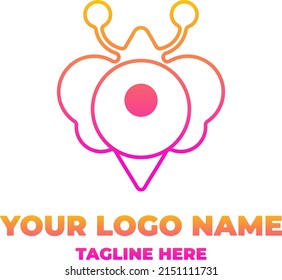 butterfly with pin spot location mapping logo icon simple outline element.
